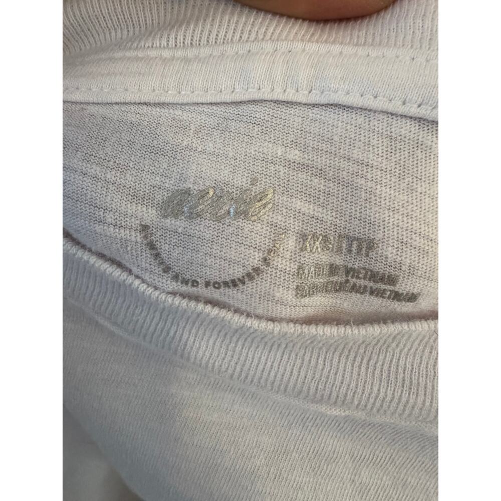 Aerie White Graphic Bow T-Shirt Women’s XS Soft Casual Tee - Picture 4 of 5